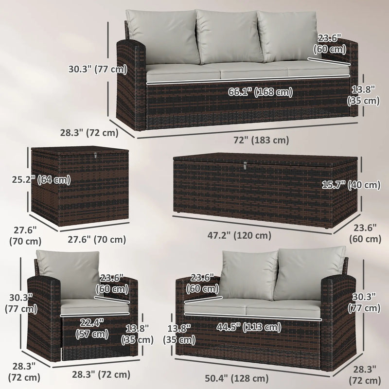 Pending - Aosom Outsunny 6 Pieces Wicker Rattan Patio Furniture Set - Available in 4 Colours