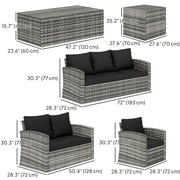 Pending - Aosom Outsunny 6 Pieces Wicker Rattan Patio Furniture Set - Available in 4 Colours