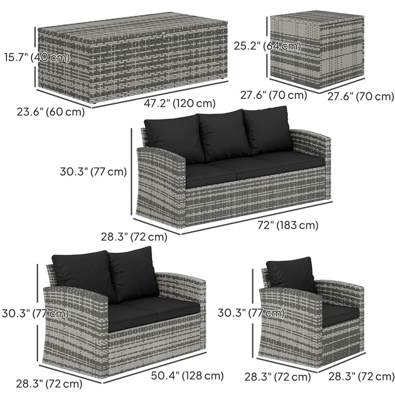 Pending - Aosom Outsunny 6 Pieces Wicker Rattan Patio Furniture Set - Available in 4 Colours