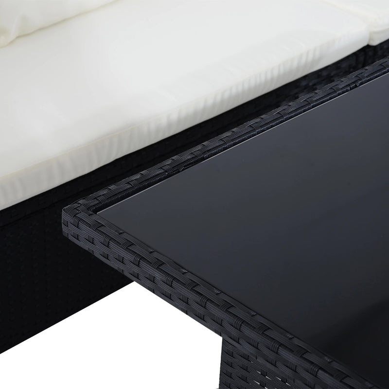 Pending - Aosom Outsunny 6Pcs Outdoor Rattan Sofa Set Garden Wicker Sectional Couch Furniture Set with Dining Table and Chair White - Available in 6 Colours