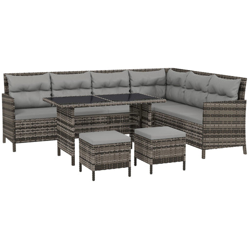 Pending - Aosom Outsunny 6Pcs Outdoor Rattan Sofa Set Garden Wicker Sectional Couch Furniture Set with Dining Table and Chair White - Available in 6 Colours
