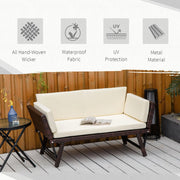 Pending - Aosom Outsunny Convertible Wicker Loveseat Grey Patio Chaise Lounge - Available in 3 Colours