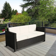 Pending - Aosom Outsunny Deluxe 3 Seat Rattan Wicker Patio Sofa with Cushion - Available in 3 Colours