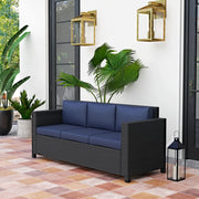 Pending - Aosom Outsunny Deluxe 3 Seat Rattan Wicker Patio Sofa with Cushion - Available in 3 Colours
