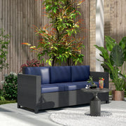 Pending - Aosom Outsunny Deluxe 3 Seat Rattan Wicker Patio Sofa with Cushion - Available in 3 Colours
