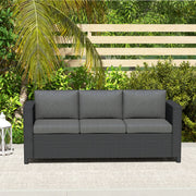 Pending - Aosom Outsunny Deluxe 3 Seat Rattan Wicker Patio Sofa with Cushion - Available in 3 Colours