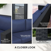 Pending - Aosom Outsunny Deluxe 3 Seat Rattan Wicker Patio Sofa with Cushion - Available in 3 Colours