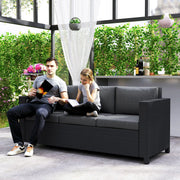 Pending - Aosom Outsunny Deluxe 3 Seat Rattan Wicker Patio Sofa with Cushion - Available in 3 Colours
