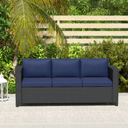 Pending - Aosom Outsunny Deluxe 3 Seat Rattan Wicker Patio Sofa with Cushion - Available in 3 Colours