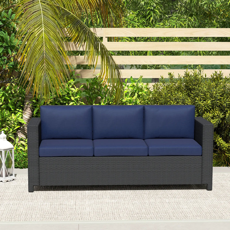 Pending - Aosom Outsunny Deluxe 3 Seat Rattan Wicker Patio Sofa with Cushion - Available in 3 Colours