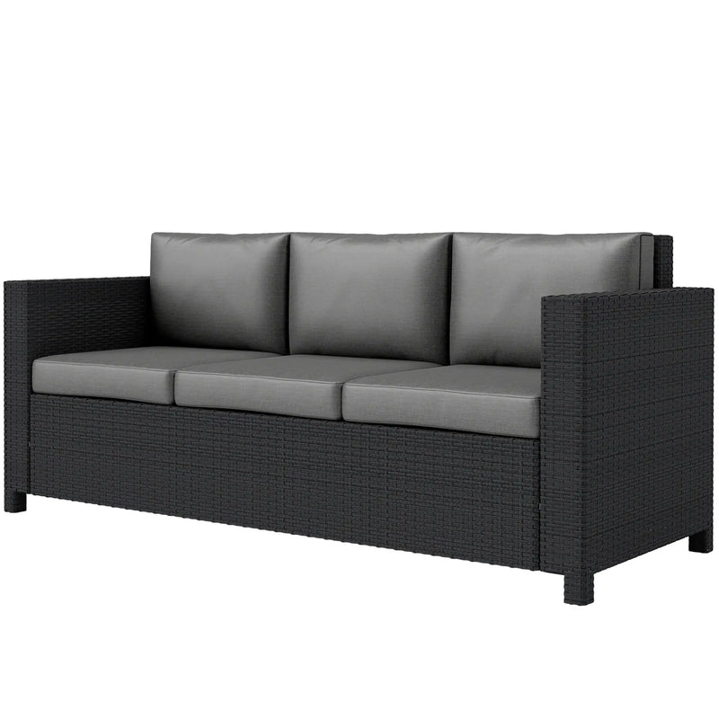 Pending - Aosom Outsunny Deluxe 3 Seat Rattan Wicker Patio Sofa with Cushion - Available in 3 Colours