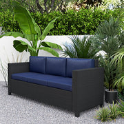 Pending - Aosom Outsunny Deluxe 3 Seat Rattan Wicker Patio Sofa with Cushion - Available in 3 Colours