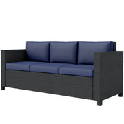 Pending - Aosom Outsunny Deluxe 3 Seat Rattan Wicker Patio Sofa with Cushion - Available in 3 Colours