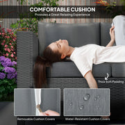 Pending - Aosom Outsunny Deluxe 3 Seat Rattan Wicker Patio Sofa with Cushion - Available in 3 Colours