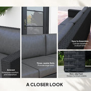 Pending - Aosom Outsunny Deluxe 3 Seat Rattan Wicker Patio Sofa with Cushion - Available in 3 Colours