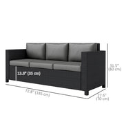 Pending - Aosom Outsunny Deluxe 3 Seat Rattan Wicker Patio Sofa with Cushion - Available in 3 Colours