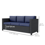 Pending - Aosom Outsunny Deluxe 3 Seat Rattan Wicker Patio Sofa with Cushion - Available in 3 Colours