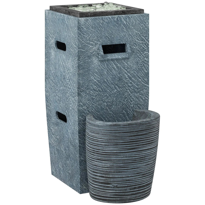 Pending - Aosom Outsunny Propane Fire Pit Table with Fountain in 15 in 000 Btu Outdoor Gas Fire Table with Led Light Adjustable Water Flow in Fire Fountain Water Feature with Decorative Glass Rocks in Grey