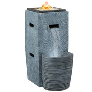 Pending - Aosom Outsunny Propane Fire Pit Table with Fountain in 15 in 000 Btu Outdoor Gas Fire Table with Led Light Adjustable Water Flow in Fire Fountain Water Feature with Decorative Glass Rocks in Grey