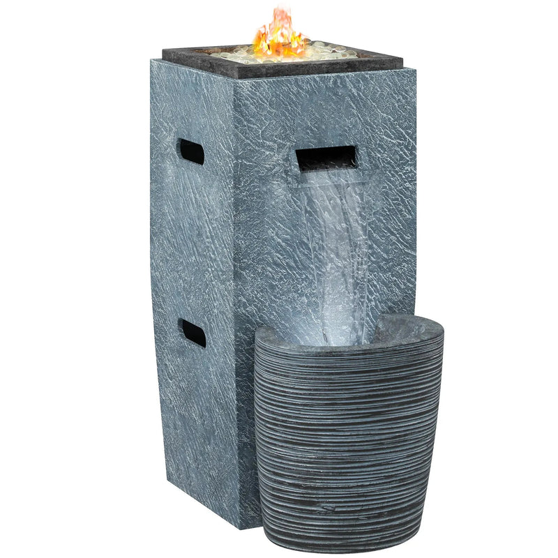 Pending - Aosom Outsunny Propane Fire Pit Table with Fountain in 15 in 000 Btu Outdoor Gas Fire Table with Led Light Adjustable Water Flow in Fire Fountain Water Feature with Decorative Glass Rocks in Grey