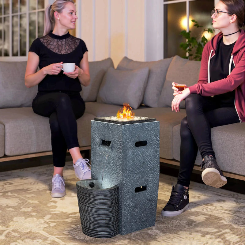 Pending - Aosom Outsunny Propane Fire Pit Table with Fountain in 15 in 000 Btu Outdoor Gas Fire Table with Led Light Adjustable Water Flow in Fire Fountain Water Feature with Decorative Glass Rocks in Grey