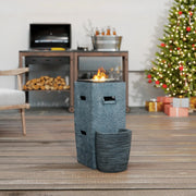 Pending - Aosom Outsunny Propane Fire Pit Table with Fountain in 15 in 000 Btu Outdoor Gas Fire Table with Led Light Adjustable Water Flow in Fire Fountain Water Feature with Decorative Glass Rocks in Grey