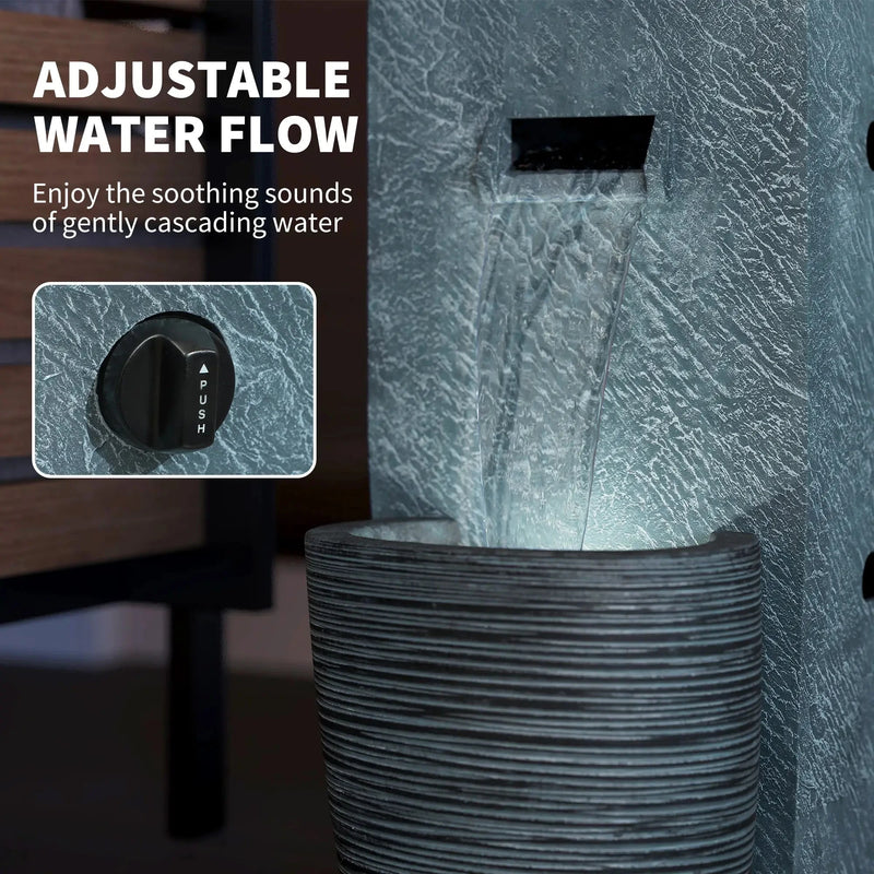 Pending - Aosom Outsunny Propane Fire Pit Table with Fountain in 15 in 000 Btu Outdoor Gas Fire Table with Led Light Adjustable Water Flow in Fire Fountain Water Feature with Decorative Glass Rocks in Grey