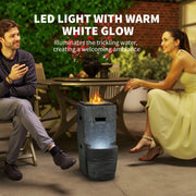 Pending - Aosom Outsunny Propane Fire Pit Table with Fountain in 15 in 000 Btu Outdoor Gas Fire Table with Led Light Adjustable Water Flow in Fire Fountain Water Feature with Decorative Glass Rocks in Grey