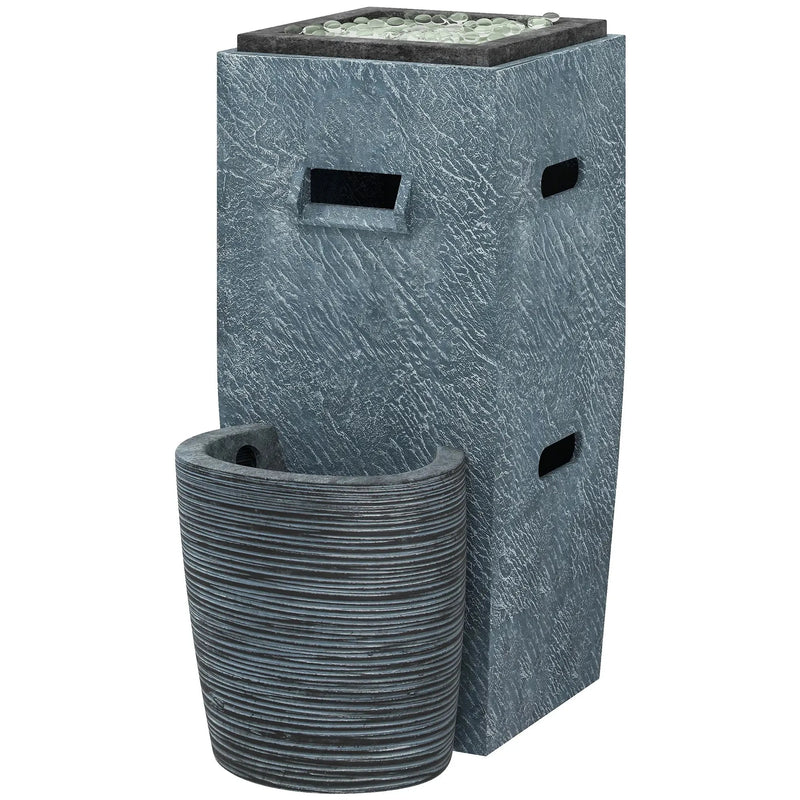 Pending - Aosom Outsunny Propane Fire Pit Table with Fountain in 15 in 000 Btu Outdoor Gas Fire Table with Led Light Adjustable Water Flow in Fire Fountain Water Feature with Decorative Glass Rocks in Grey