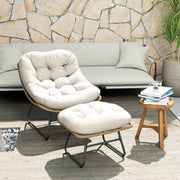 Pending - Aosom Outsunny Rattan Chair W/ Stool, Cushion and Adjustable Foot Pads in Natural Colour