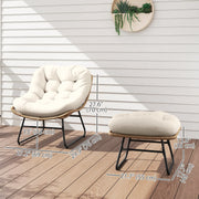 Pending - Aosom Outsunny Rattan Chair W/ Stool, Cushion and Adjustable Foot Pads in Natural Colour