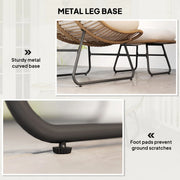 Pending - Aosom Outsunny Rattan Chair W/ Stool, Cushion and Adjustable Foot Pads in Natural Colour