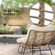 Pending - Aosom Outsunny Rattan Chair W/ Stool, Cushion and Adjustable Foot Pads in Natural Colour