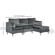 Pending - Aosom Sectional Sofa Homcom Convertible Sectional Sofa Couch in Modern L-Shaped Couch in 3 Seater Sofa with Reversible Ottoman For Living Room in Apartment in Small Space in Grey