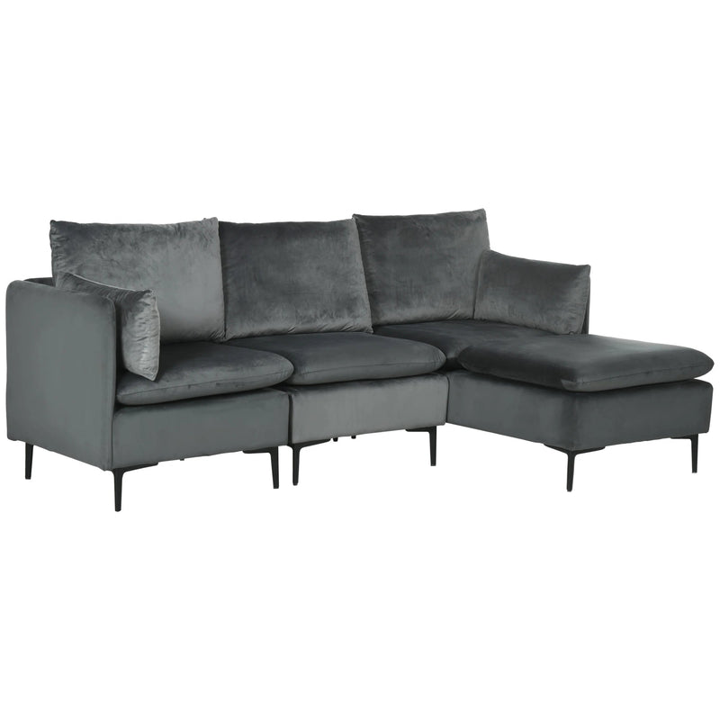 Pending - Aosom Sectional Sofa Homcom Convertible Sectional Sofa Couch in Modern L-Shaped Couch in 3 Seater Sofa with Reversible Ottoman For Living Room in Apartment in Small Space in Grey