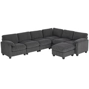 Pending - Aosom Sectional Sofa HOMCOM Modular Corduroy Sectional Sofa in Charcoal Grey