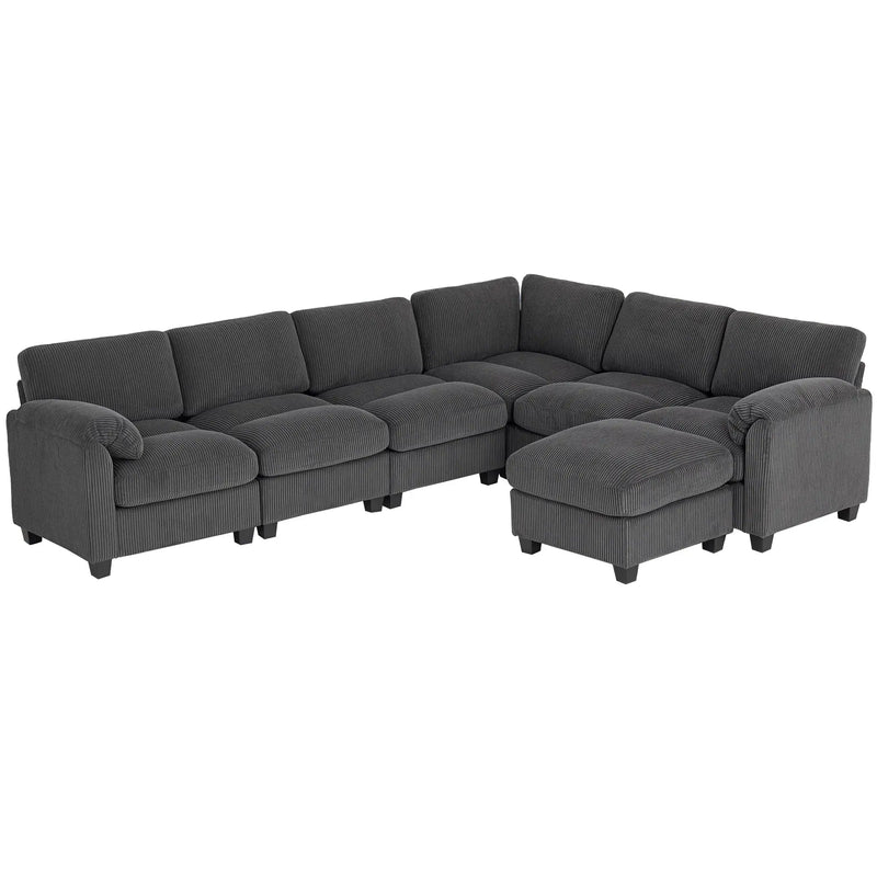Pending - Aosom Sectional Sofa HOMCOM Modular Corduroy Sectional Sofa in Charcoal Grey