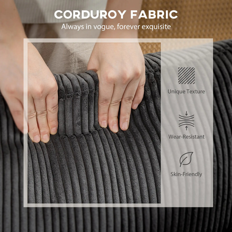 Pending - Aosom Sectional Sofa HOMCOM Modular Corduroy Sectional Sofa in Charcoal Grey
