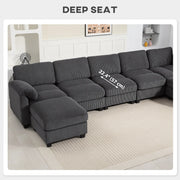 Pending - Aosom Sectional Sofa HOMCOM Modular Corduroy Sectional Sofa in Charcoal Grey