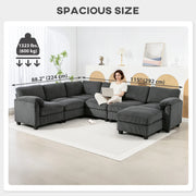 Pending - Aosom Sectional Sofa HOMCOM Modular Corduroy Sectional Sofa in Charcoal Grey