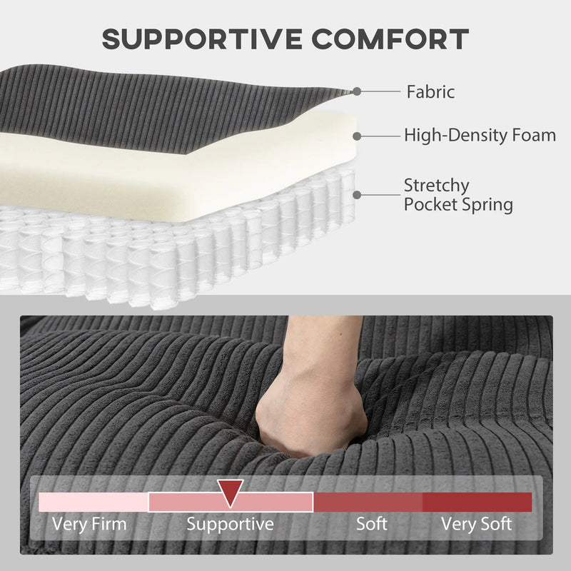 Pending - Aosom Sectional Sofa HOMCOM Modular Corduroy Sectional Sofa in Charcoal Grey