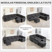 Pending - Aosom Sectional Sofa HOMCOM Modular Corduroy Sectional Sofa in Charcoal Grey