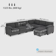 Pending - Aosom Sectional Sofa HOMCOM Modular Corduroy Sectional Sofa in Charcoal Grey