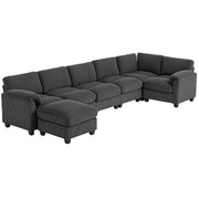 Pending - Aosom Sectional Sofa HOMCOM Modular Corduroy Sectional Sofa in Charcoal Grey