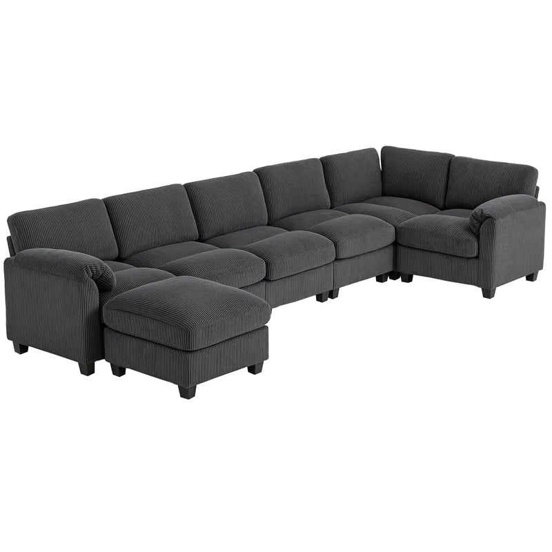 Pending - Aosom Sectional Sofa HOMCOM Modular Corduroy Sectional Sofa in Charcoal Grey