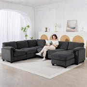 Pending - Aosom Sectional Sofa HOMCOM Modular Corduroy Sectional Sofa in Charcoal Grey