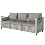 Pending - Aosom Sofa Rattan Wicker 3-Seater Sofa with Cushions in Grey