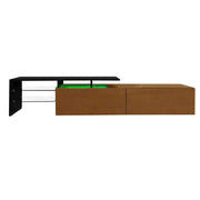 Pending - Aosom TV Stand Black & Natural Modern TV Stand with Glass Shelves and LED Lighting - Available in 3 Colours