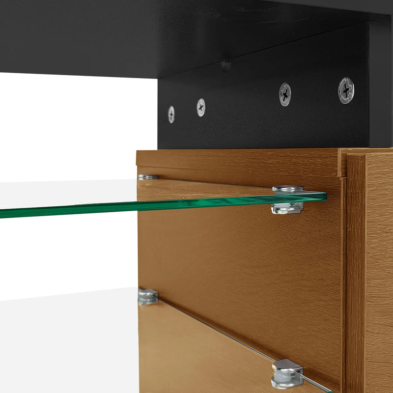 Pending - Aosom TV Stand Modern TV Stand with Glass Shelves and LED Lighting - Available in 3 Colours