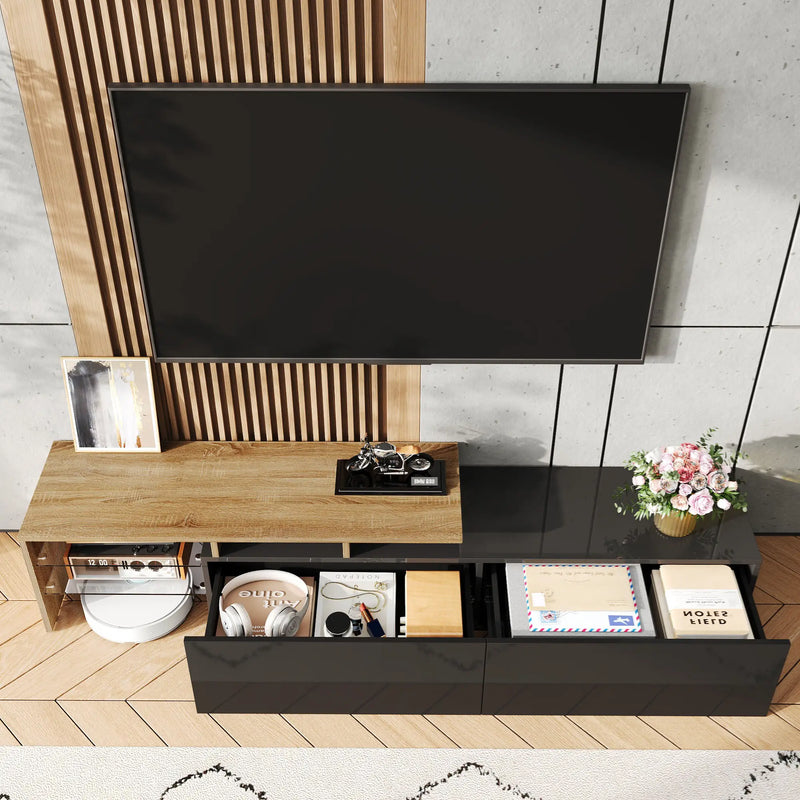 Pending - Aosom TV Stand Modern TV Stand with Glass Shelves and LED Lighting - Available in 3 Colours